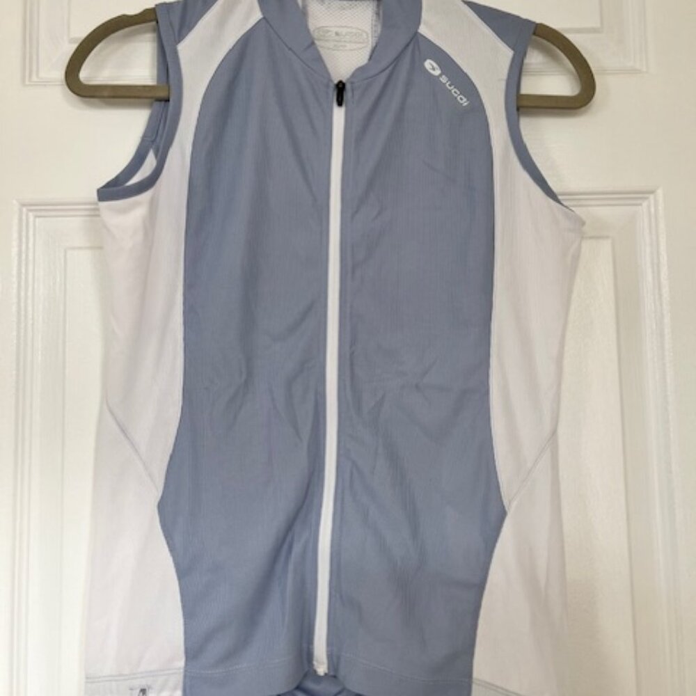 Sugoi Sleeveless Cycling Jersey – XS – Light Blue & White – Performance Fit